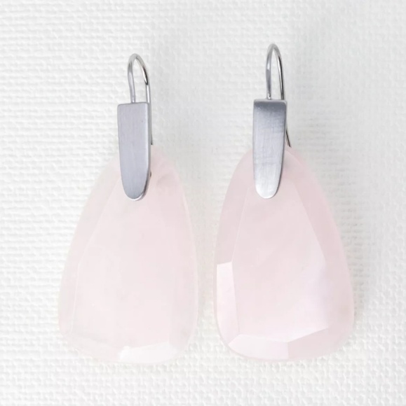 Kendra Scott "Marty" Silver & Rose Quartz Earrings - Picture 3 of 3